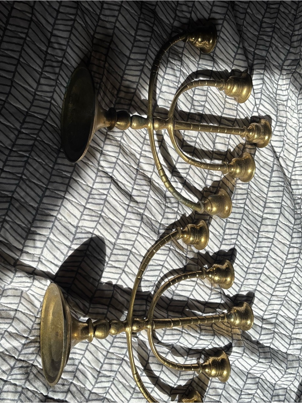 Brass Five-Arm Candelabra Pair - Gold Tone set of 2